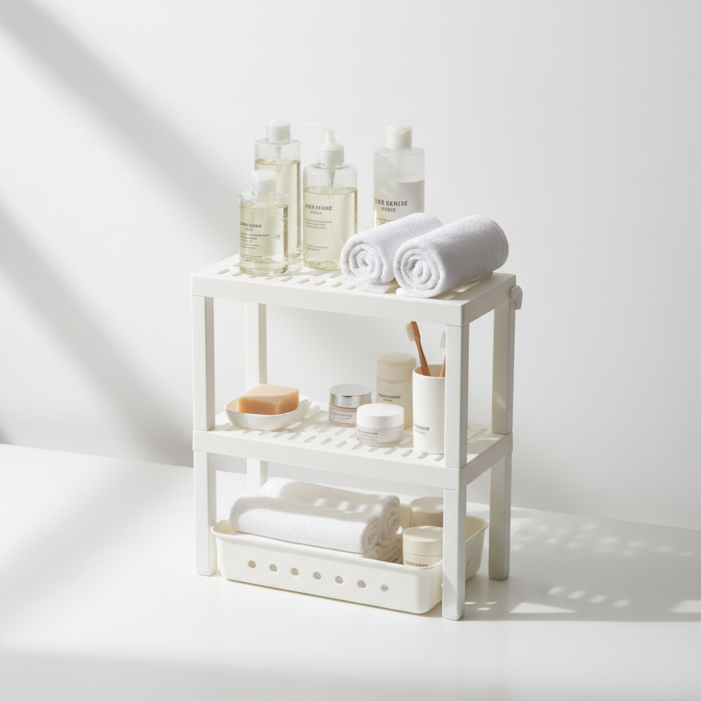 Estante de almacenamiento multifunción de baño sin perforaciones